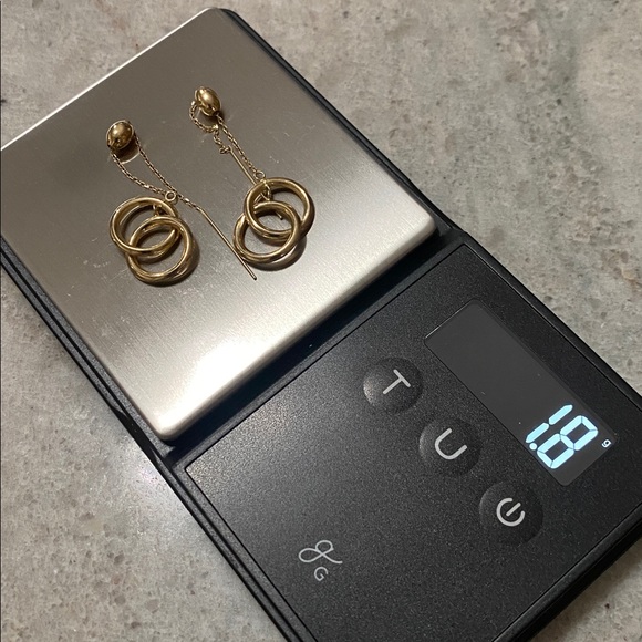 14k solid Gold Chain Link Earrings - Picture 5 of 6